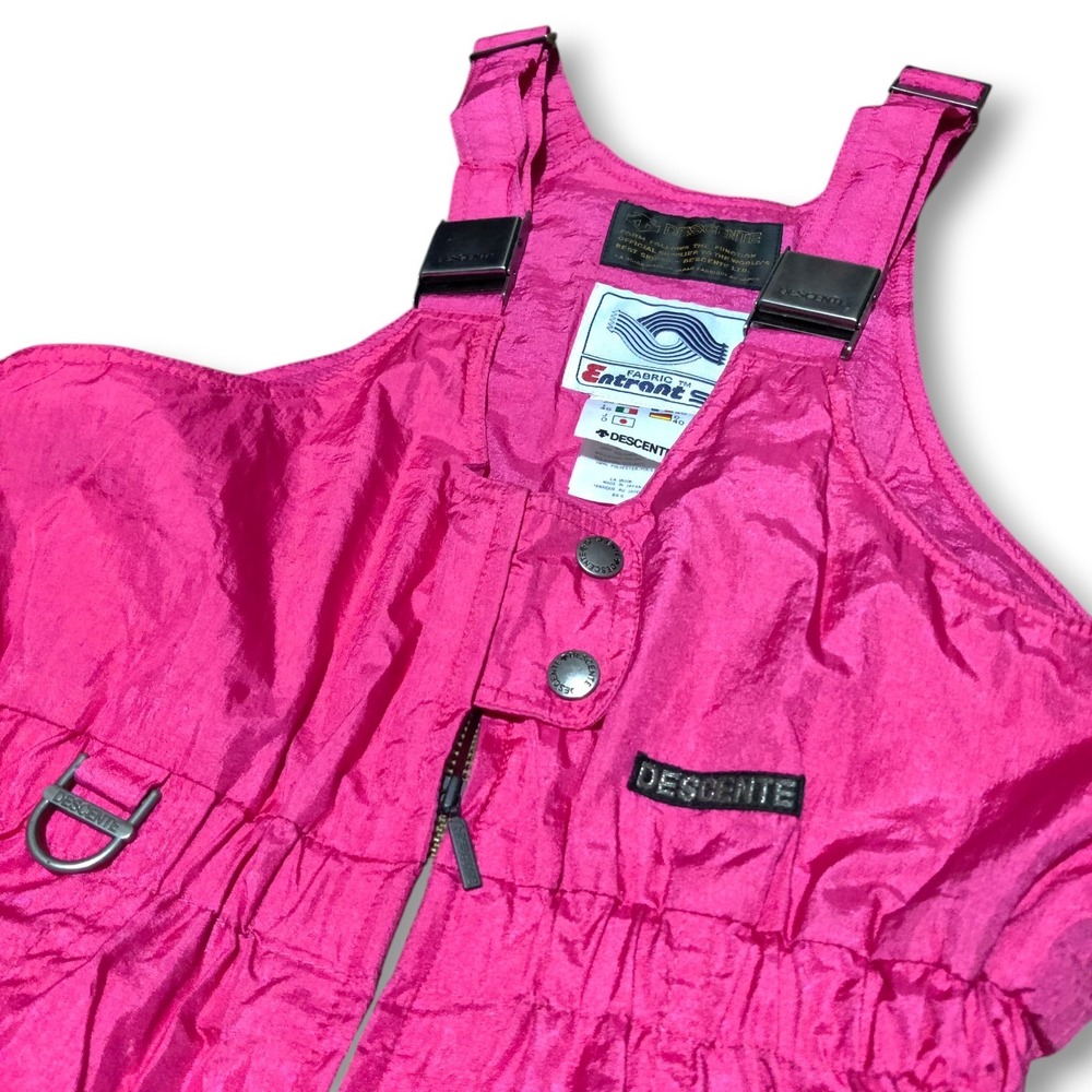 Vintage Descente Ski Suit One Piece Snowsuit Overalls Womens 28 Pink 80s Retro